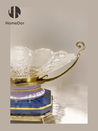 HomeDor HomeDor × FH&Home | Prague Collection Rococo-inspired Crystal Glass Fruit Platter-L34cm × W29cm × H20cm-