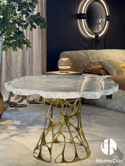 Luxury Tree Grain Glacier Crystal Artistic Round Table by Gordon Gu