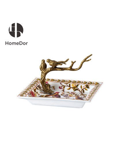 HomeDor Chinoiserie Garden Bird Motif Gilded Decor Set