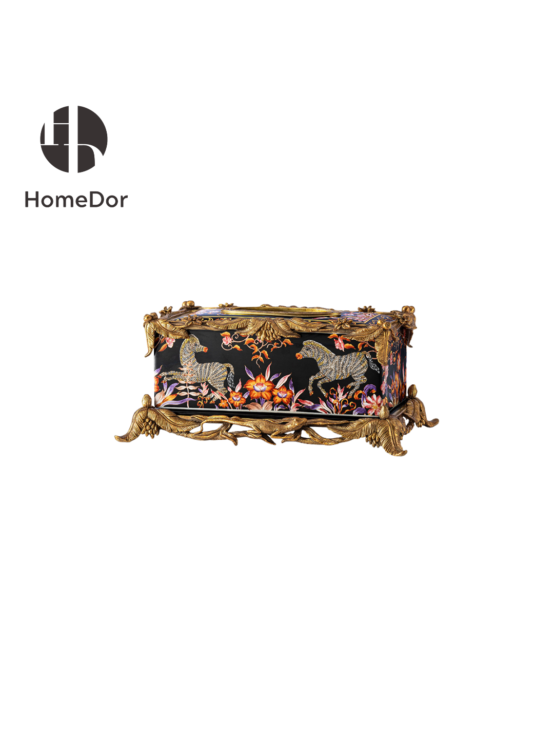 HomeDor × FH&Home | Opulent Luxe Black & Gilded Zebra Floral Decor Set
