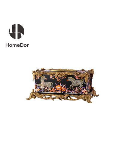 HomeDor × FH&Home | Opulent Luxe Black & Gilded Zebra Floral Decor Set