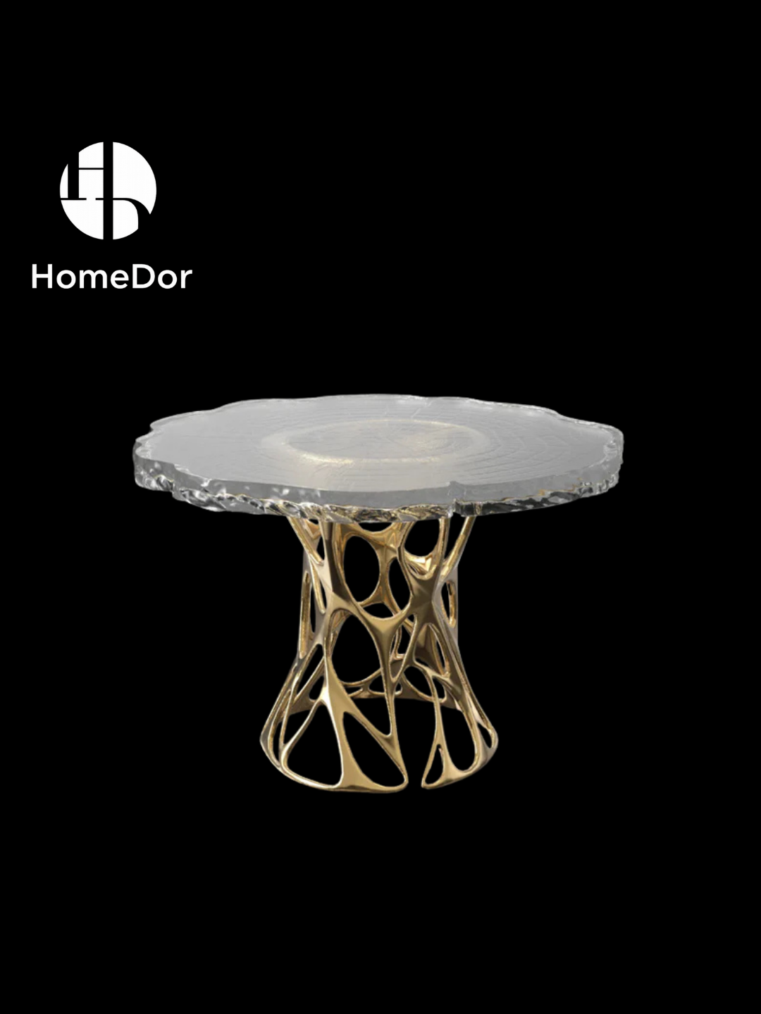 Luxury Tree Grain Glacier Crystal Artistic Round Table by Gordon Gu