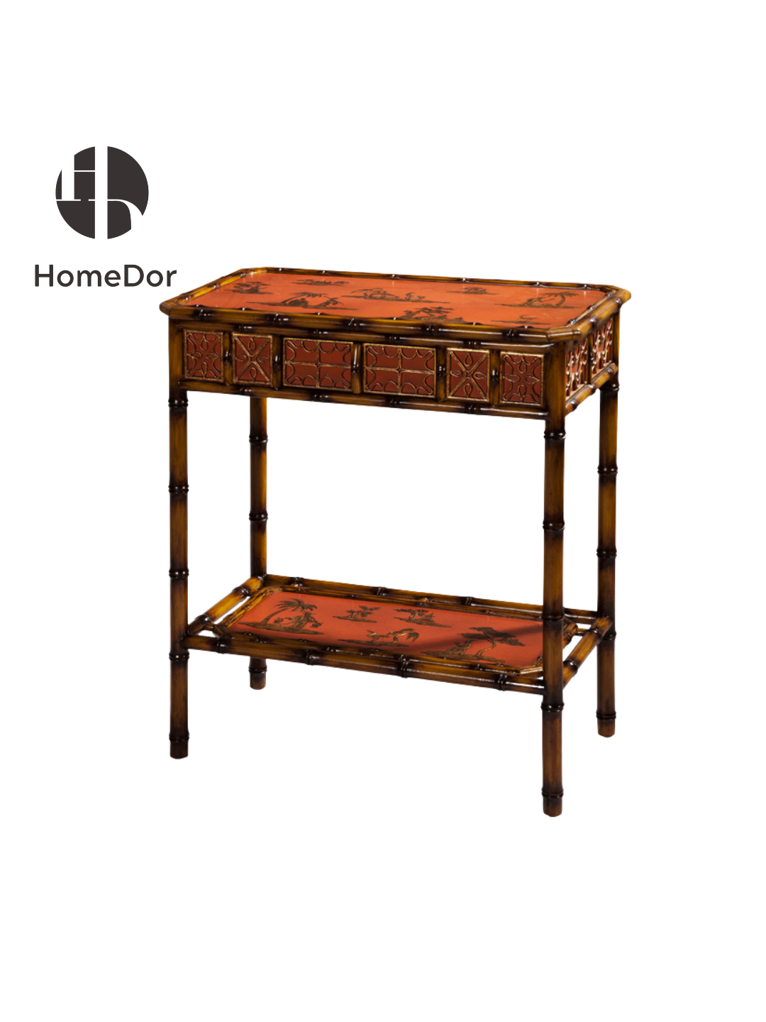 HomeDor × FH&Home | Luxury Orange Toned Two-Tier Storage Side Table