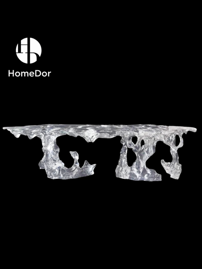 Luxury Ten Facets Elegance Artisan-Made Glacier Crystal Table by Gordon Gu