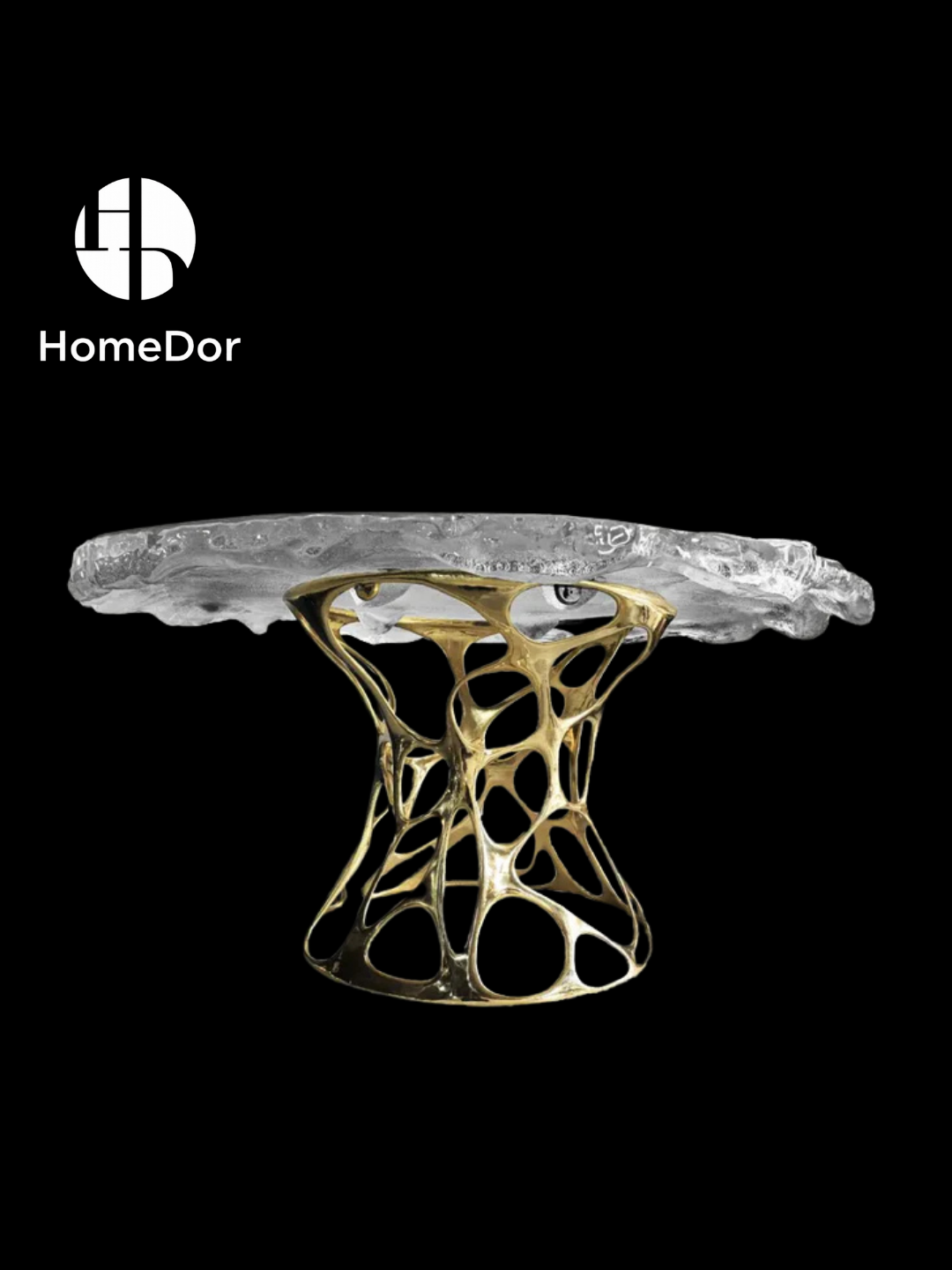 Luxury Tree Grain Glacier Crystal Artistic Round Table by Gordon Gu