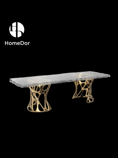 Luxury Tree Grain Glacier Crystal Artistic Long Table by Gordon Gu