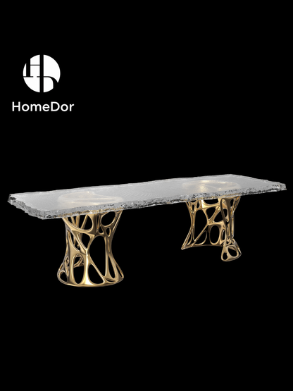 Luxury Tree Grain Glacier Crystal Artistic Long Table by Gordon Gu