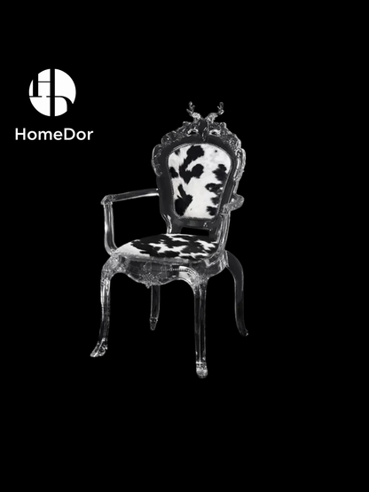 Elegant Rococo Deer Sculpture Glacier Crystal Art Chair by Gordon Gu
