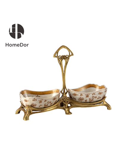 HomeDor Exquisite Golden Floral Crackle Decor Set II