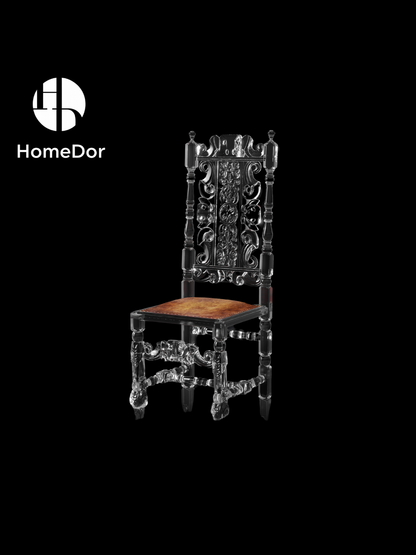 Luxury Scotch Art High-Back Thistle Glacier Crystal Chair by Gordon Gu