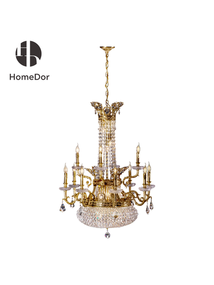 HomeDor × FH&amp;Home | Lámpara de araña de cristal estilo barroco estilo imperio con luz de vela