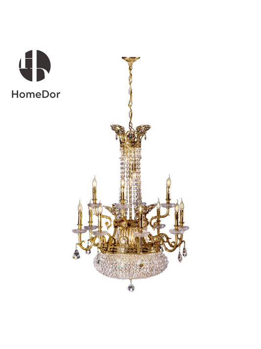 HomeDor × FH&amp;Home | Lámpara de araña de cristal estilo barroco estilo imperio con luz de vela