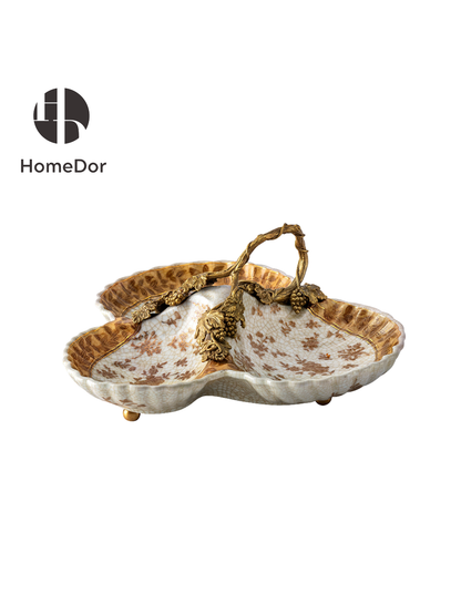 HomeDor Exquisite Golden Floral Crackle Decor Set II