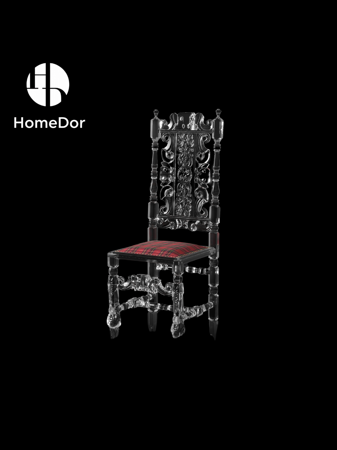 Luxury Scotch Art High-Back Thistle Glacier Crystal Chair by Gordon Gu