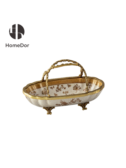HomeDor Exquisite Golden Floral Crackle Decor Set II