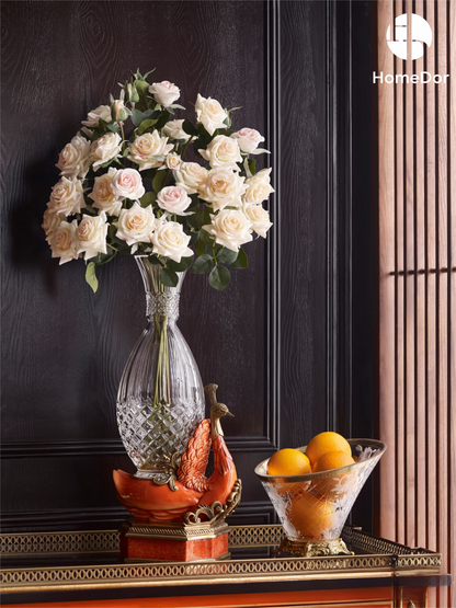 HomeDor Prague Collection Peacock Crystal Decorative Vase