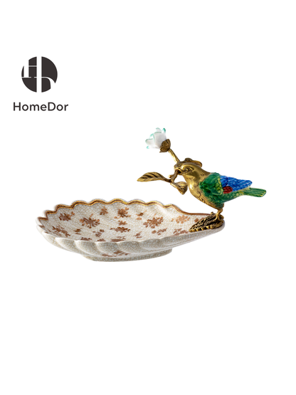 HomeDor Exquisite Golden Floral Crackle Decor Set II