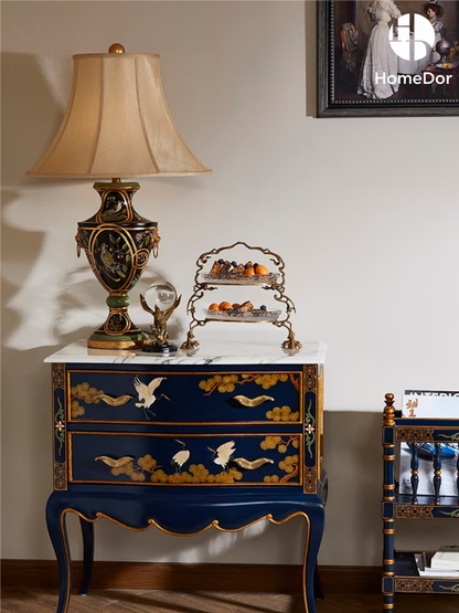 HomeDor × FH&Home | Luxury Chinoiserie Hand-Painted Crane & Pine Dresser