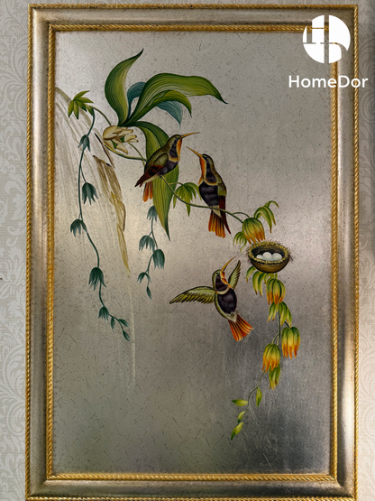 Arte de pared vintage de colibrí con temática natural de HomeDor 