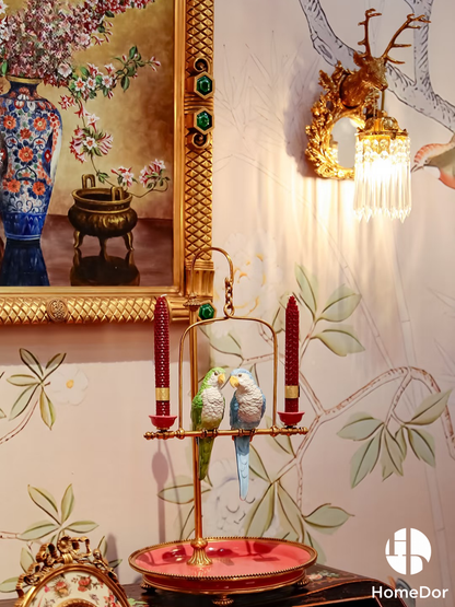 HomeDor × FH&Home | Romantic Vintage Parrot Candle Holder & Dessert Tray