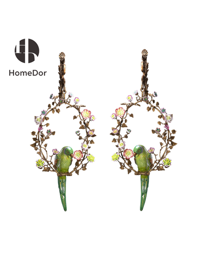 HomeDor Artistic Hanging Parrot Hoop Wall Decor