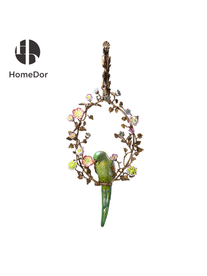 HomeDor Artistic Hanging Parrot Hoop Wall Decor