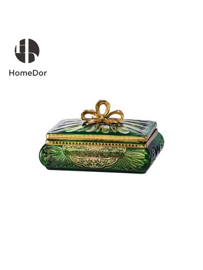 HomeDor Aurora Glass Green Etched Royal Set