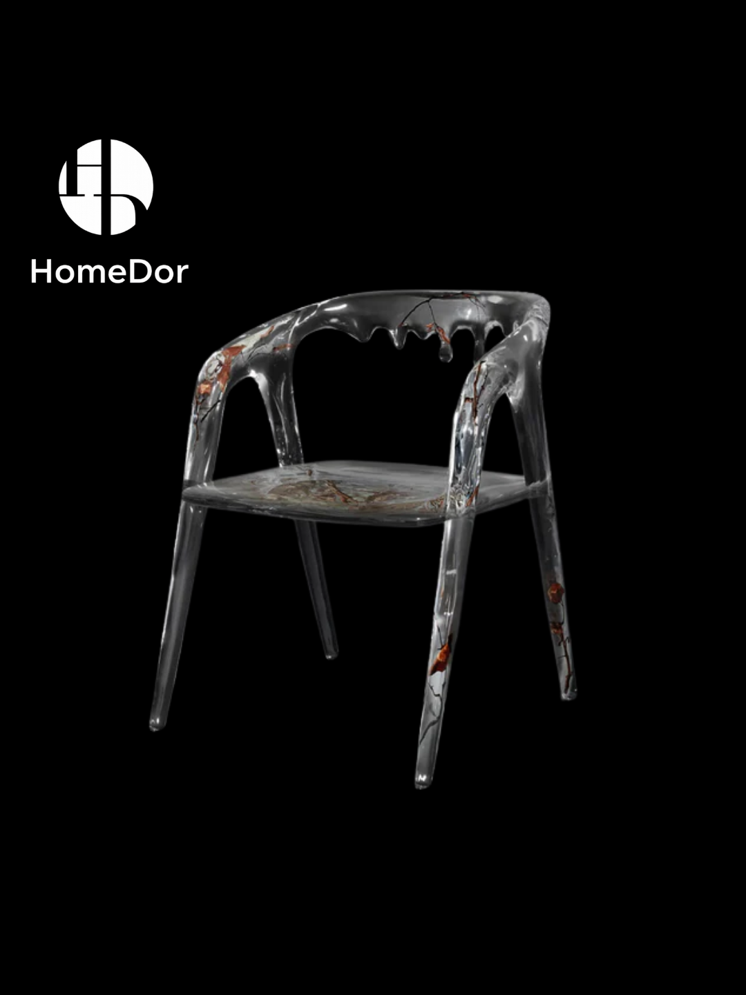 Modern Art Design Dripping Water Maple Leaves Glacier Crystal Chair by Gordon Gu