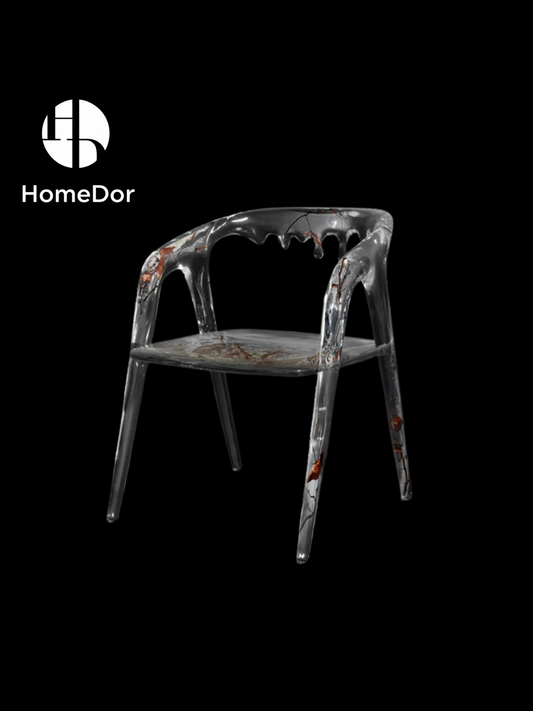 Modern Art Design Dripping Water Maple Leaves Glacier Crystal Chair by Gordon Gu