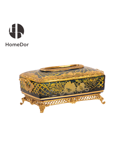 HomeDor Aurora Glass Green Etched Royal Set