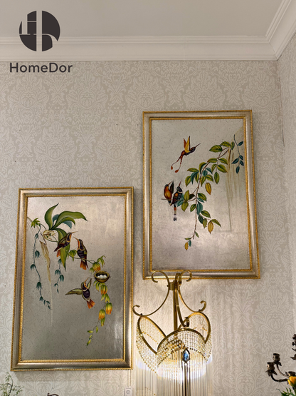 Arte de pared vintage de colibrí con temática natural de HomeDor 