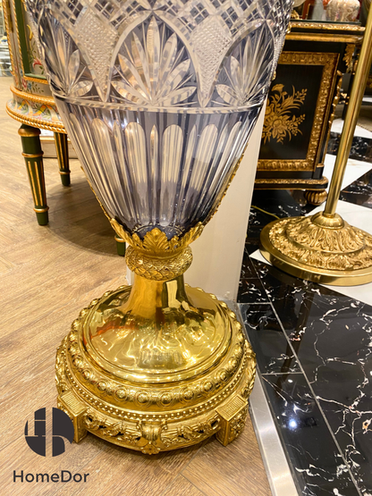 French Palace Monumental Cut Glass Floor Vase