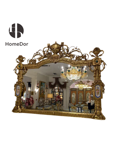 HomeDor × FH&Home | Luxury Rococo Design Brass Accent Entry Mirror