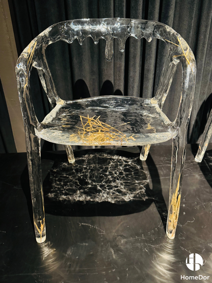 Modern Art Design Dripping Water Maple Leaves Glacier Crystal Chair by Gordon Gu