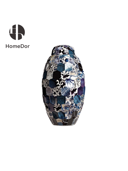 HomeDor × FH&Home | Artistic Patchwork Diamond-Embossed Lidded Urn
