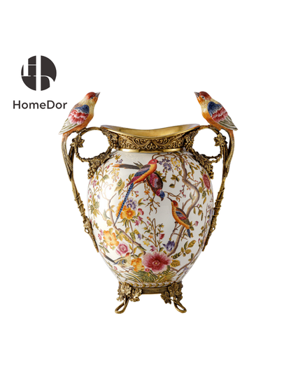HomeDor Chinoiserie Garden Bird Motif Gilded Decor Set