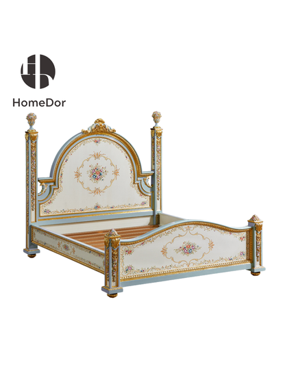 HomeDor Classic Rococo Style Floral Collection Emperor Bed & Crown Canopy Set