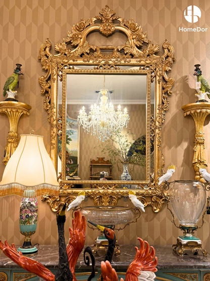 HomeDor Tropical Vibrant Green Parrot Decorative Candelabra Set