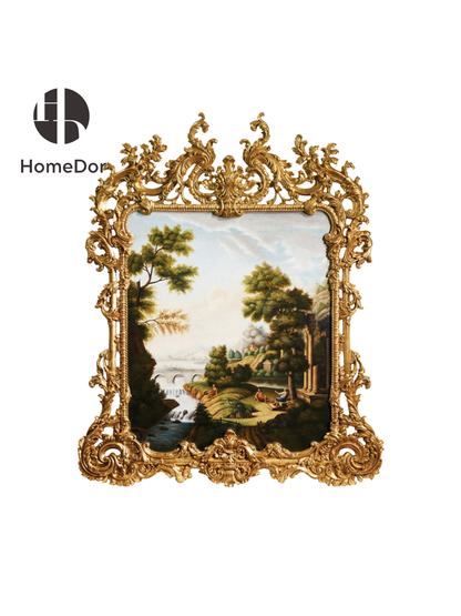 HomeDor × FH&Home | Baroque Intricate Carved Gold Frame Scenic Wall Decor