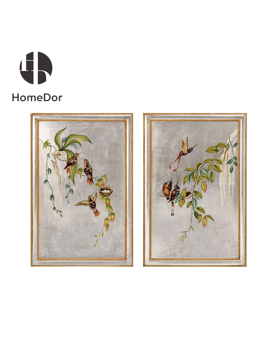 HomeDor × FH&Home | Vintage Nature-Themed Hummingbird Wall Art