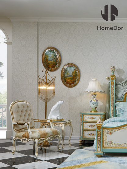 HomeDor Rococo Classic Floral Collection Nightstand / Side Cabinet