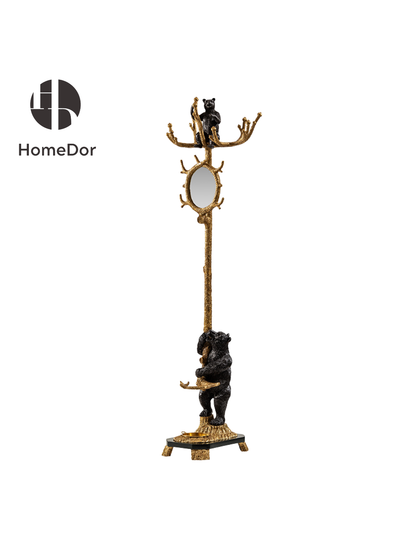 HomeDor × FH&Home | Unique Tree Branch Style & Decorative Bear Coat Rack with Mirror