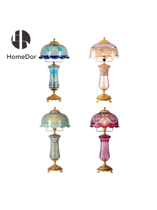HomeDor × FH&Home | Vintage Art Decor Multiple Colors Glass Table Lamp