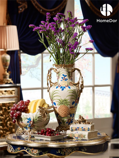 HomeDor × FH&Home | Tropical Rainforest Pineapple Hand-Painted Tabletop Decor Set