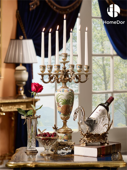 HomeDor × FH&Home | Tropical Rainforest Pineapple Hand-Painted Tabletop Decor Set