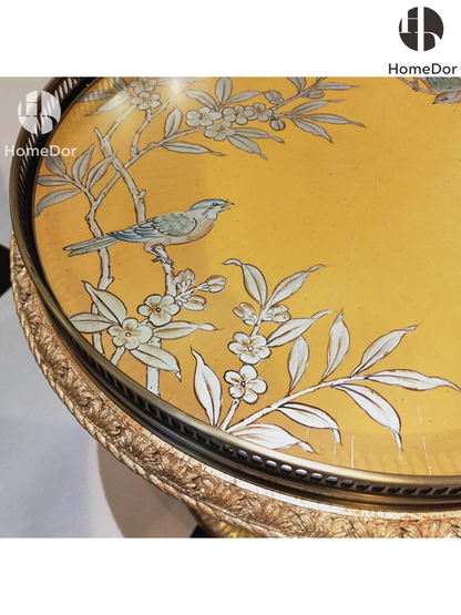 طاولة جانبية مستديرة مزخرفة بنقوش صينية من سلسلة هوم دور إمبريال يلو إمبريال يلو