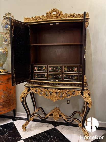 HomeDor Rococo Craquelure Roses Series Cabinet Cupboard