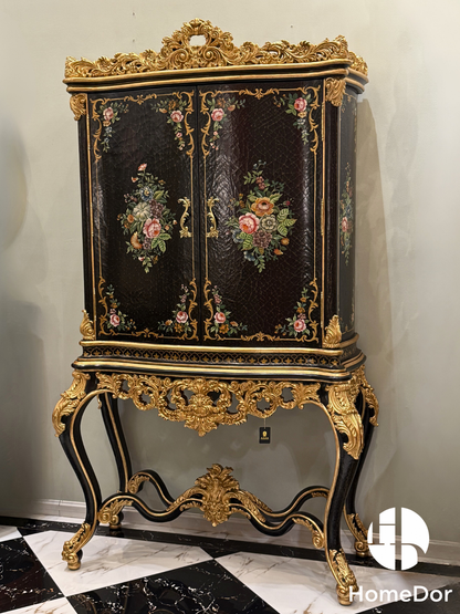 HomeDor Rococo Craquelure Roses Series Cabinet Cupboard