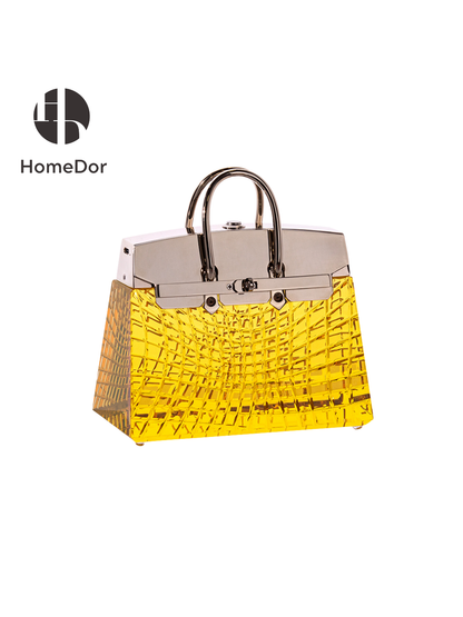 HomeDor × FH&amp;Home | مصباح طاولة زجاجي وردي على شكل حقيبة يد