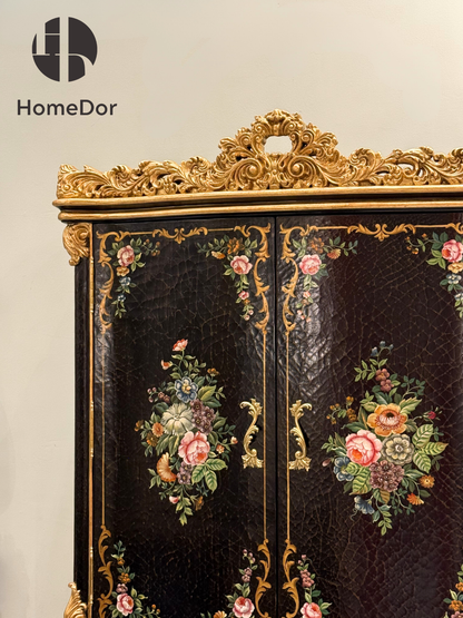 HomeDor Rococo Craquelure Roses Series Cabinet Cupboard
